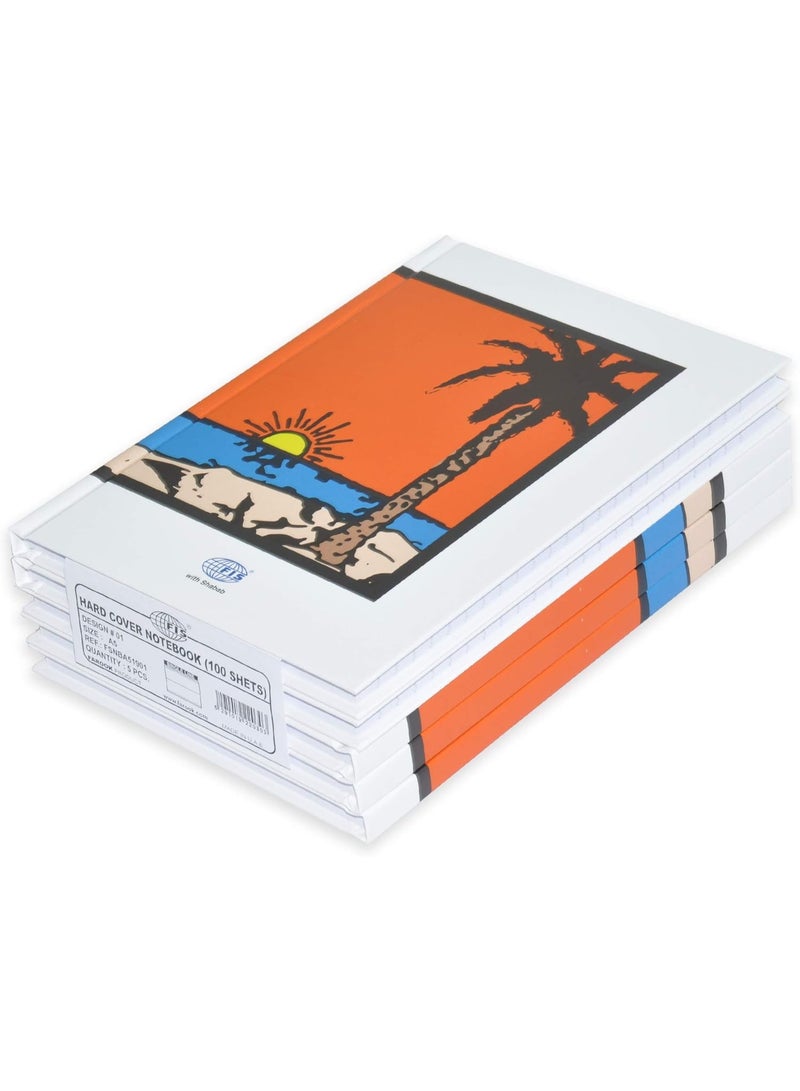 FIS Hard Cover Notebook Single Line A5, 100-Sheets 5-Piece - FSNBA51901 - Image 1